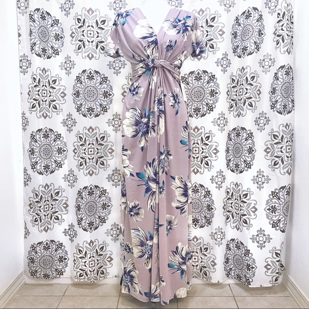 •REBORN J• Tall Floral Twist Front Maxi Dress